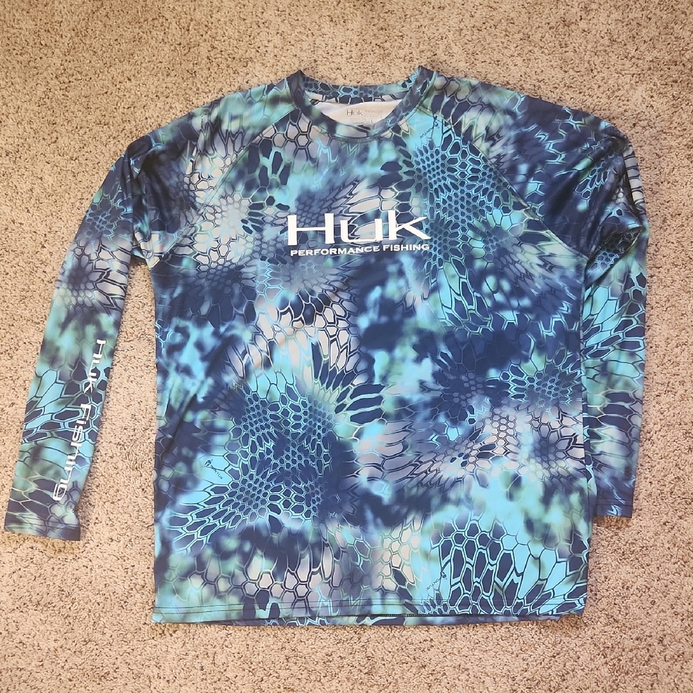 Huk Blue and Green Performance Shirt